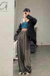 SWAYING/KNIT Crease Cocoon Wide Leg Pants SW22AW3B28 Grey PS51